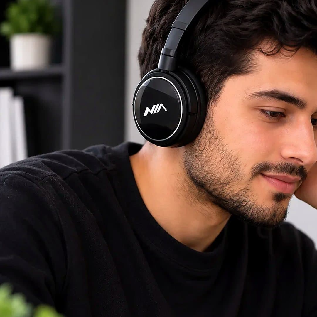 Casque audio noir avec arceau