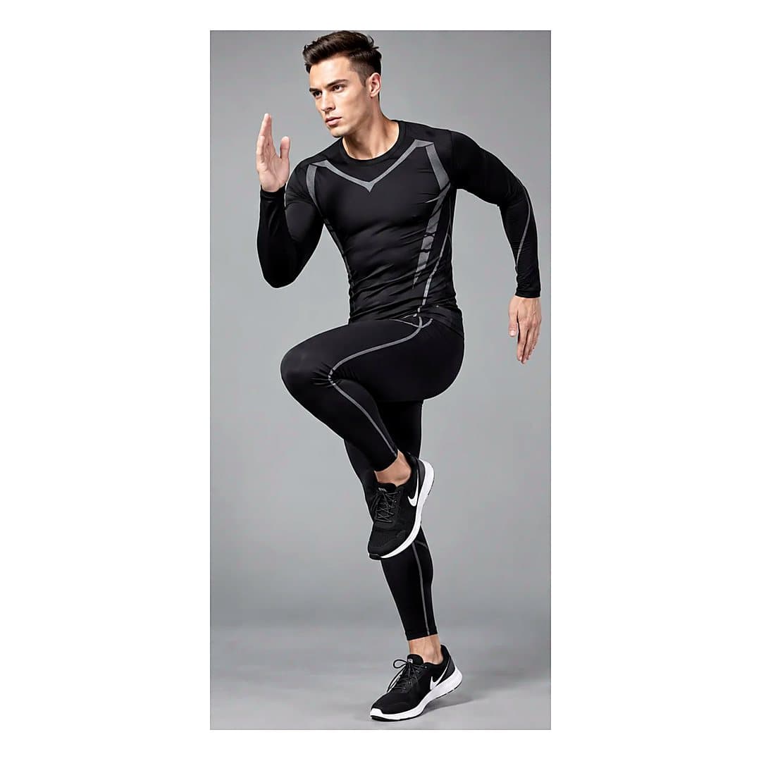 Ensemble de sport homme noir, haut et pantalon