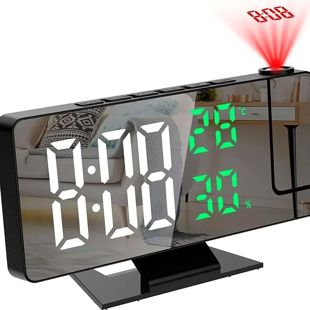 Horloge projecteur miroir, température et humidité