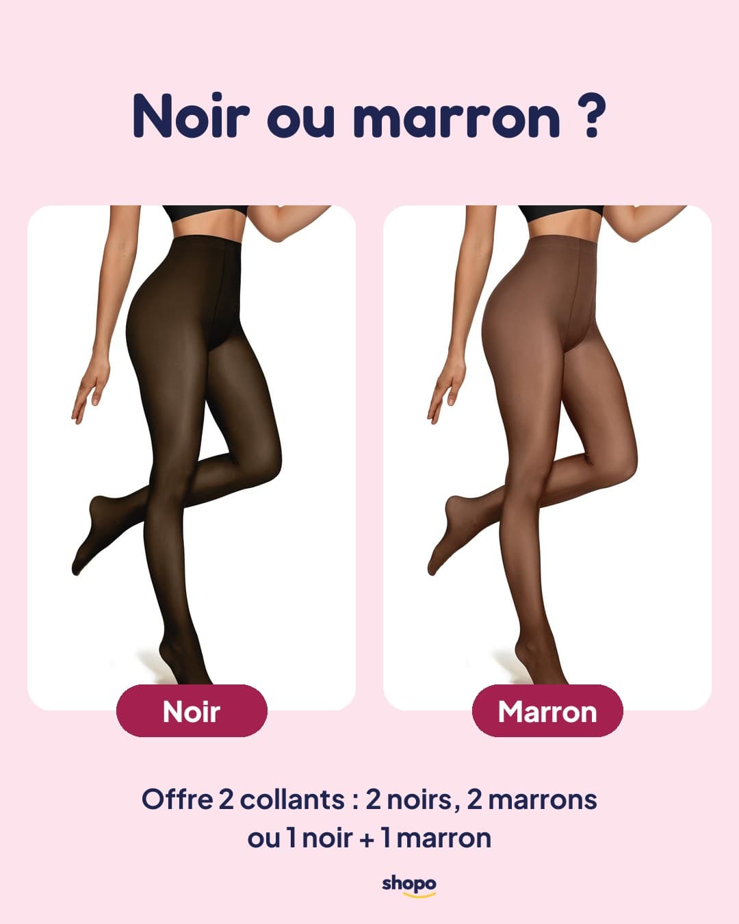Collant polaire effet peau en noir et en marron