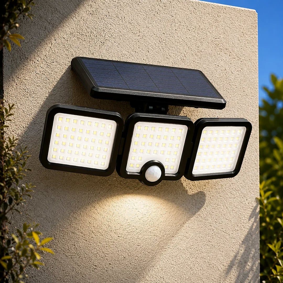 Projecteur solaire triple pour jardin et extérieur