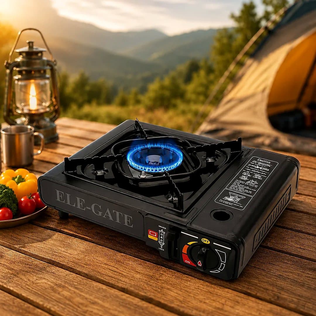 Réchaud gaz portable pour camping, avec mallette
