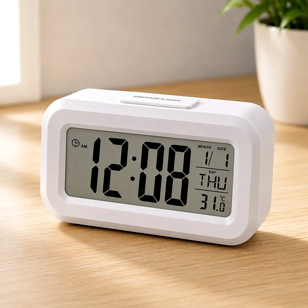 Réveil digital avec alarme, date et température
