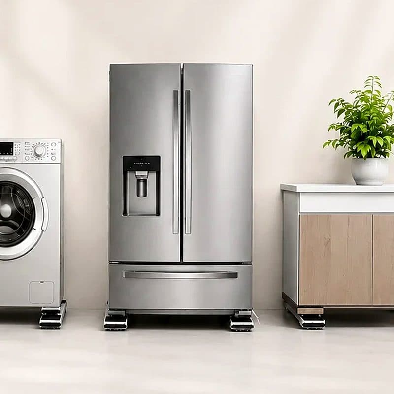 Sous le frigo et la machine