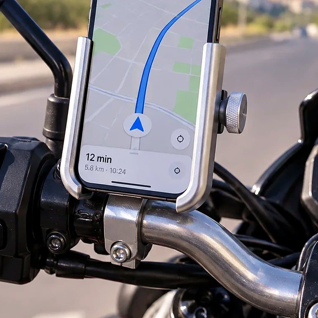 Support téléphone pour moto avec fixation réglable