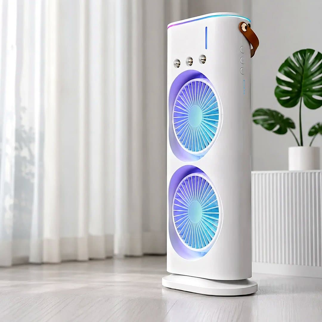 Ventilateur brumisateur portable à double tête