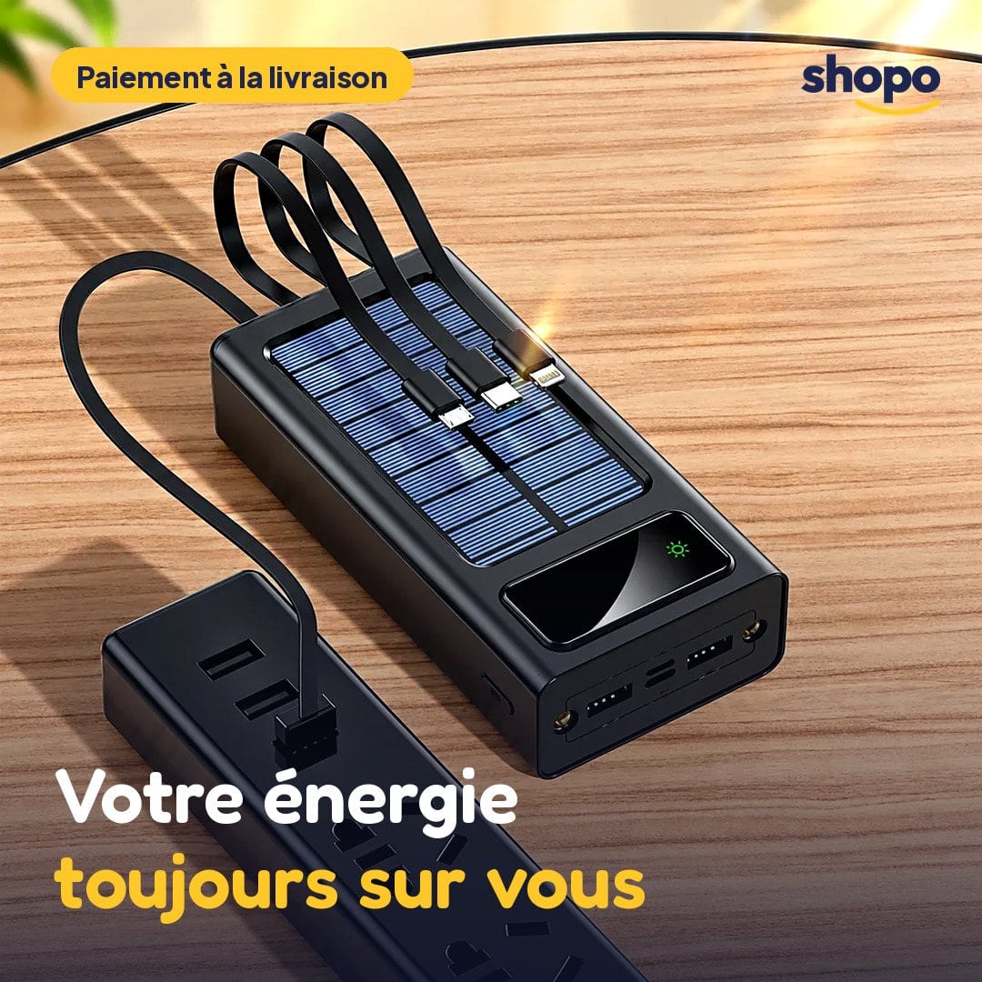 Batterie externe solaire avec câbles intégrés, photo 1
