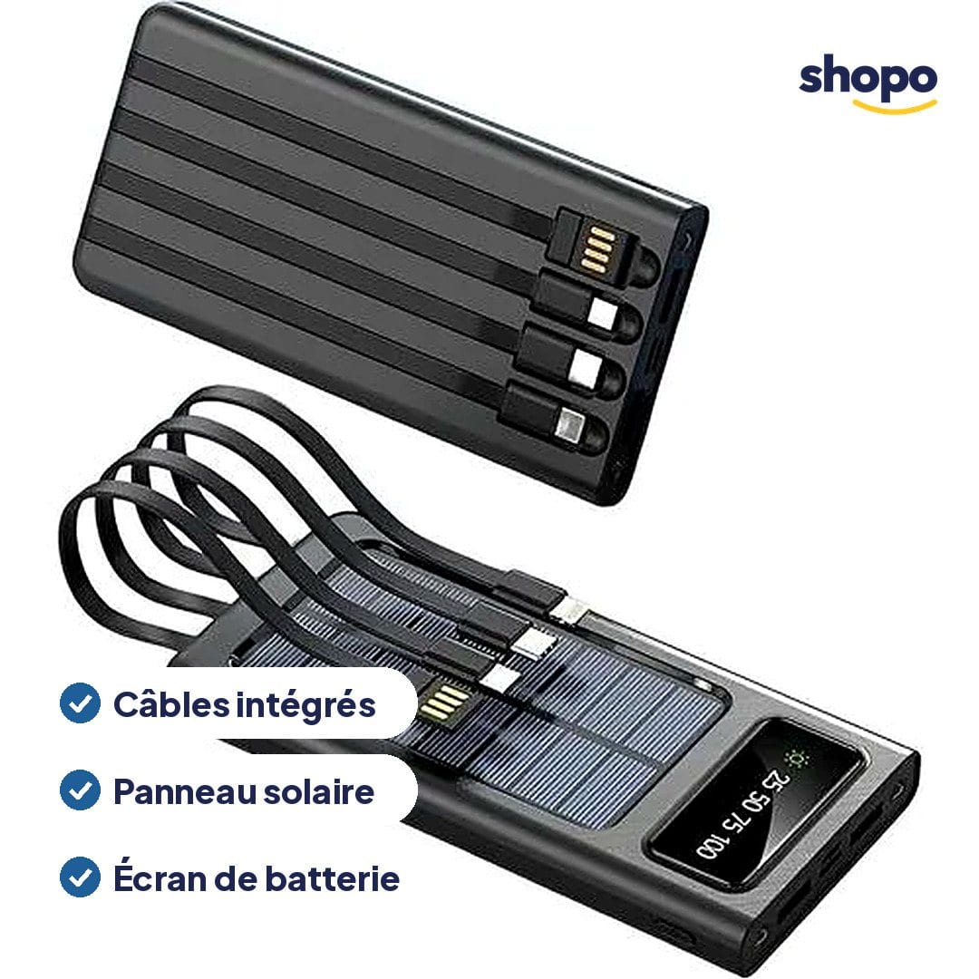 Batterie externe solaire avec câbles intégrés, photo 2