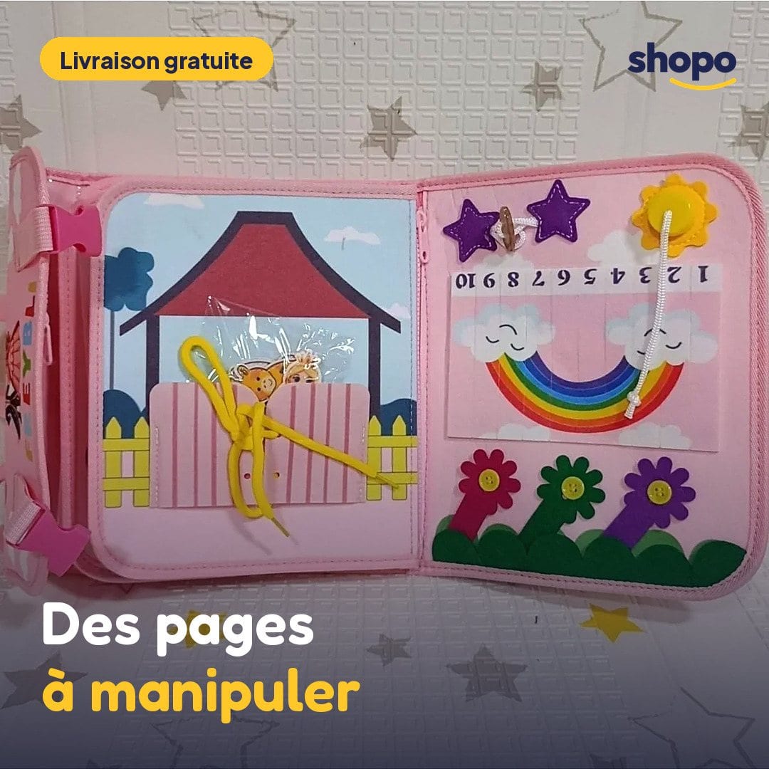 Cartable d'activités éducatives en feutrine, rose, photo 1