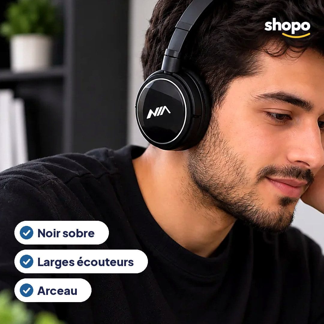 Casque audio noir avec arceau, photo 2