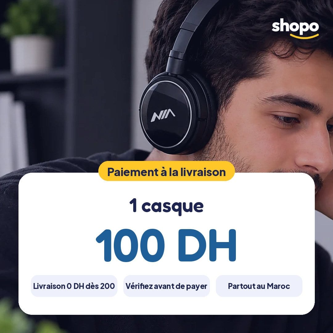 Casque audio noir avec arceau, photo 6