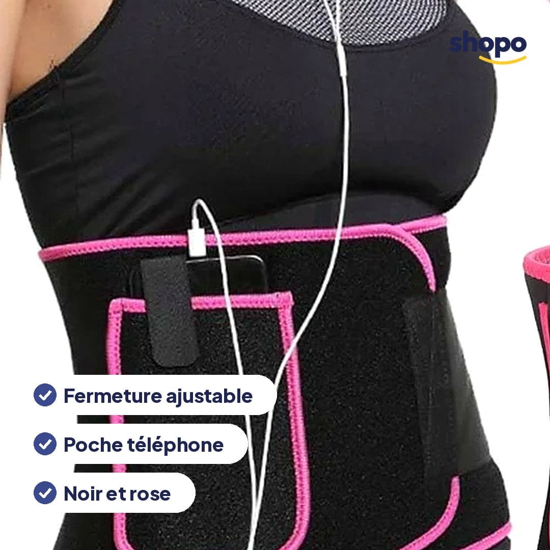 Ceinture de sport abdominale ZXF-26 noir et rose, photo 2