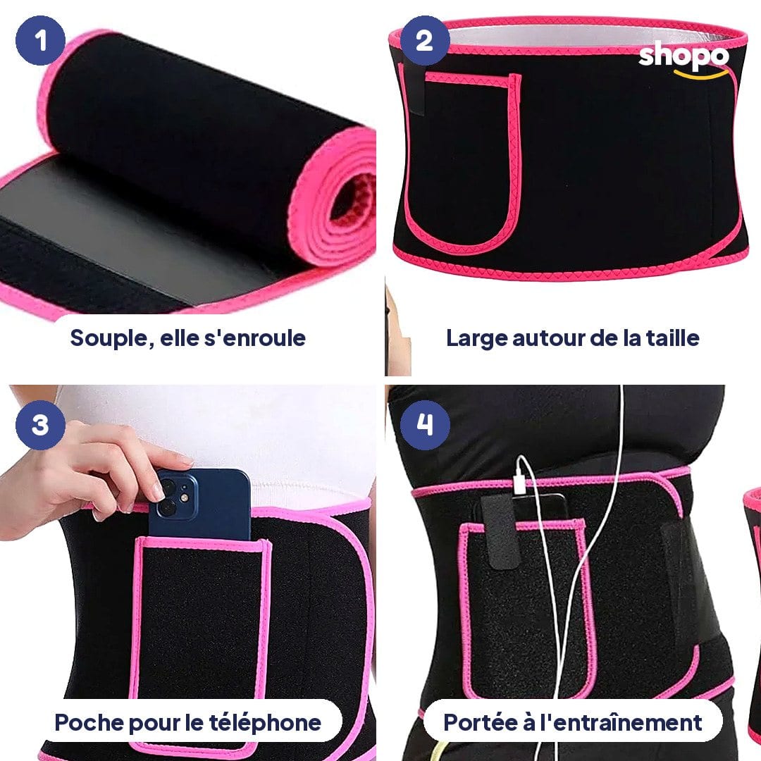 Ceinture de sport abdominale ZXF-26 noir et rose, photo 3