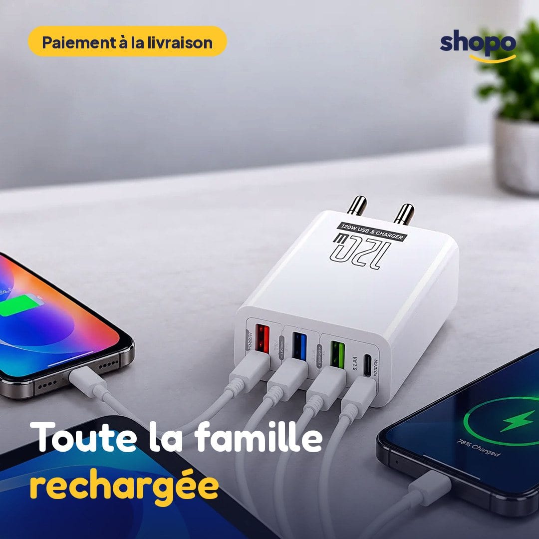 Chargeur secteur multiports blanc 70-3A4C, photo 1