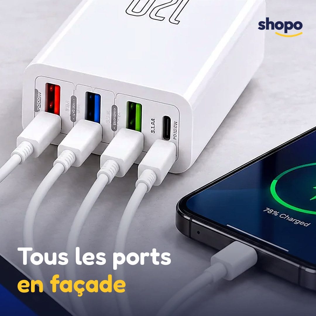Chargeur secteur multiports blanc 70-3A4C, photo 5