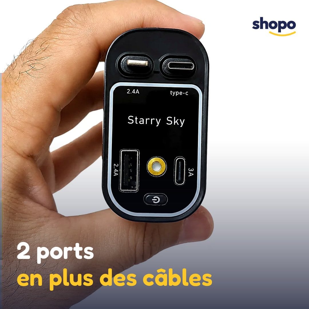 Chargeur voiture 4 en 1 avec câbles intégrés (80 cm), photo 4