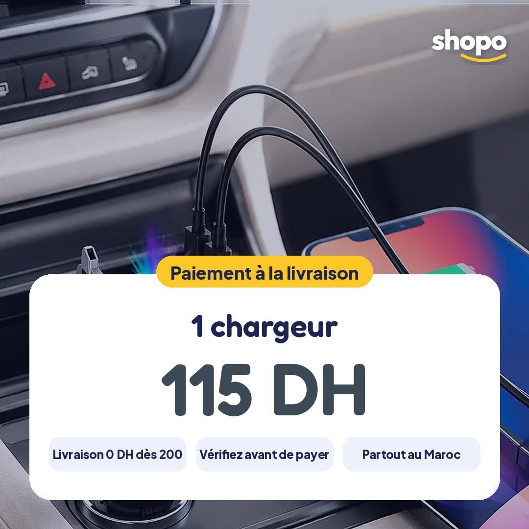 Chargeur voiture 4 en 1 avec câbles intégrés (80 cm), photo 6