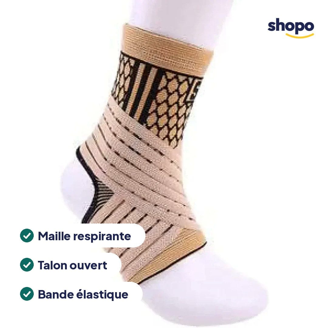 Chevillère élastique beige en maille ajourée, photo 2