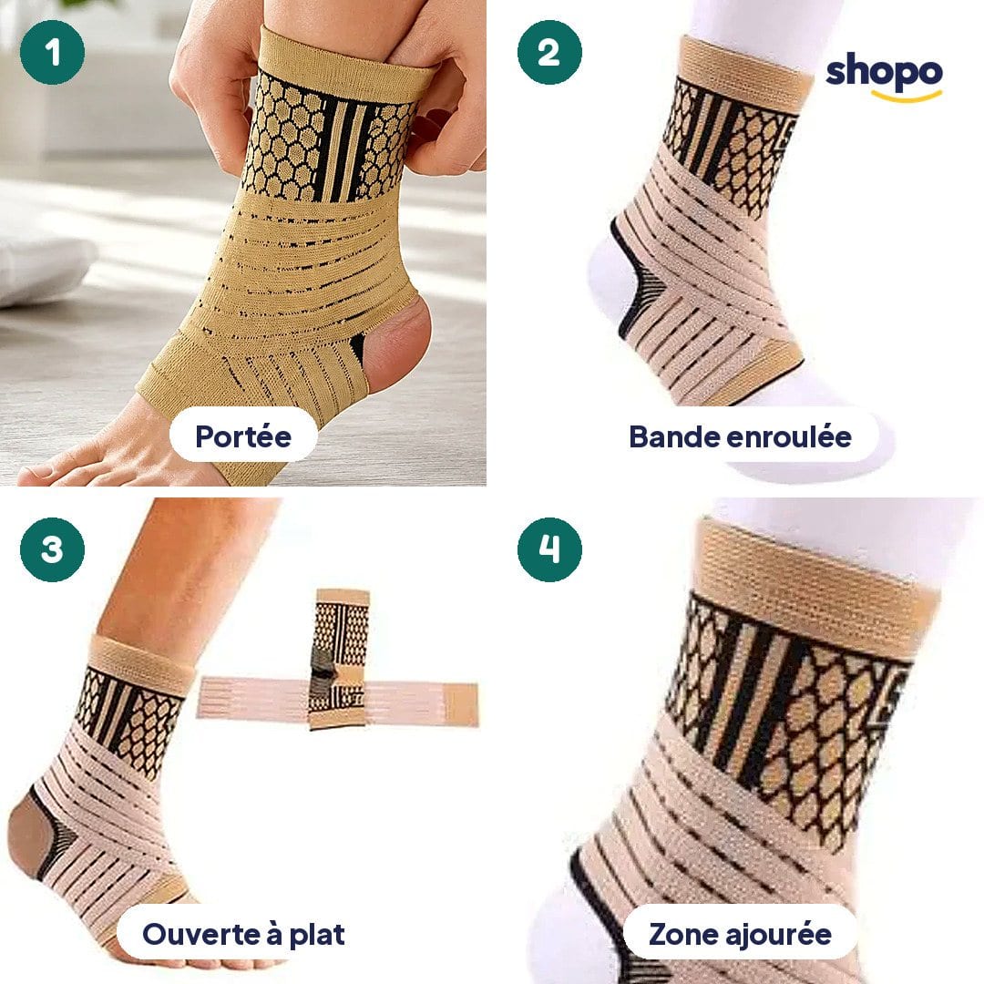 Chevillère élastique beige en maille ajourée, photo 3