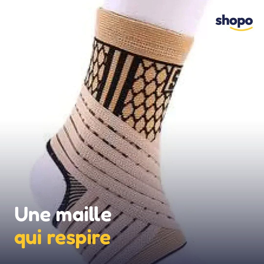 Chevillère élastique beige en maille ajourée, photo 4