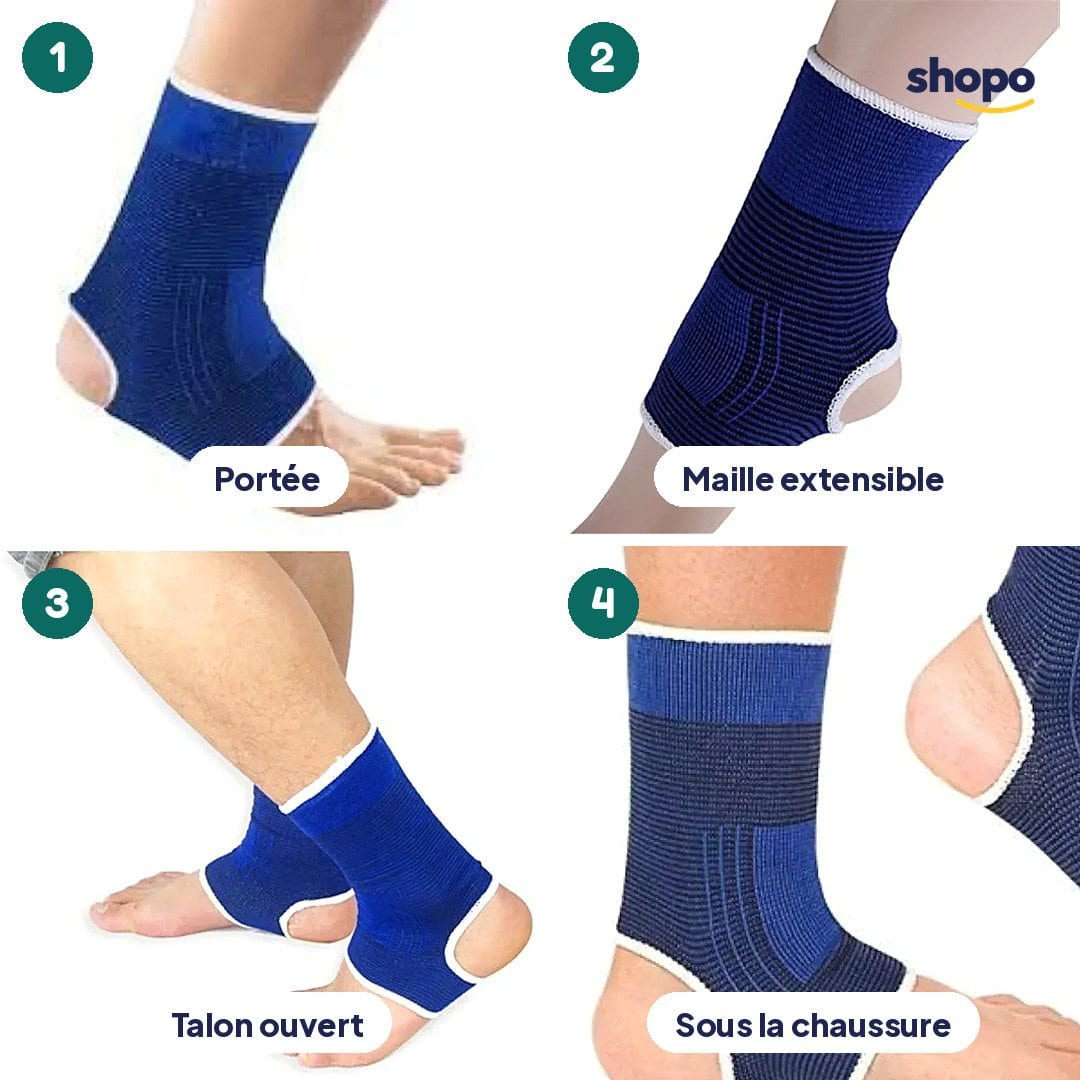 Chevillère élastique bleue, talon ouvert, photo 3