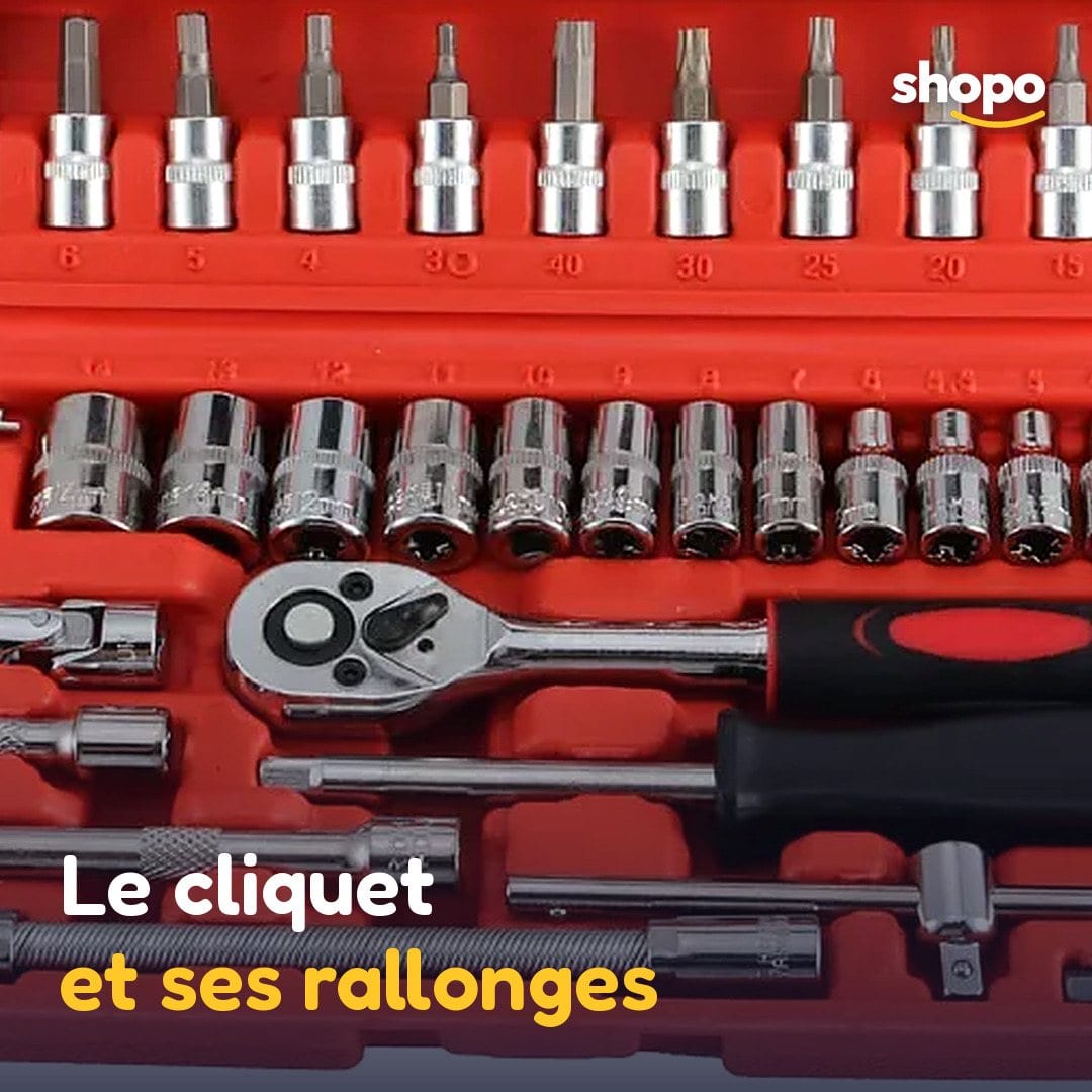 Coffret de clés à douilles avec cliquet, mallette rouge, photo 4