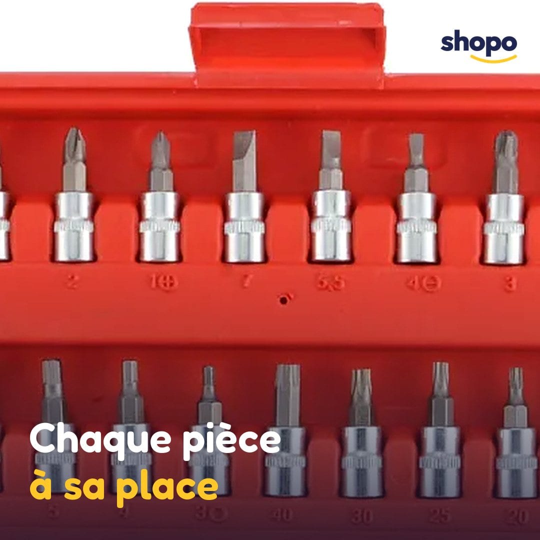 Coffret de clés à douilles avec cliquet, mallette rouge, photo 5