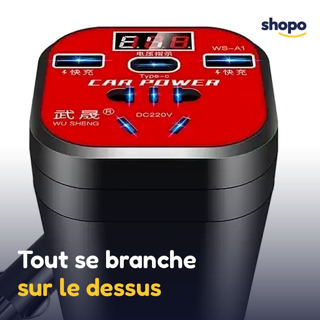Convertisseur voiture multifonction : prise, USB et Type-C, photo 4