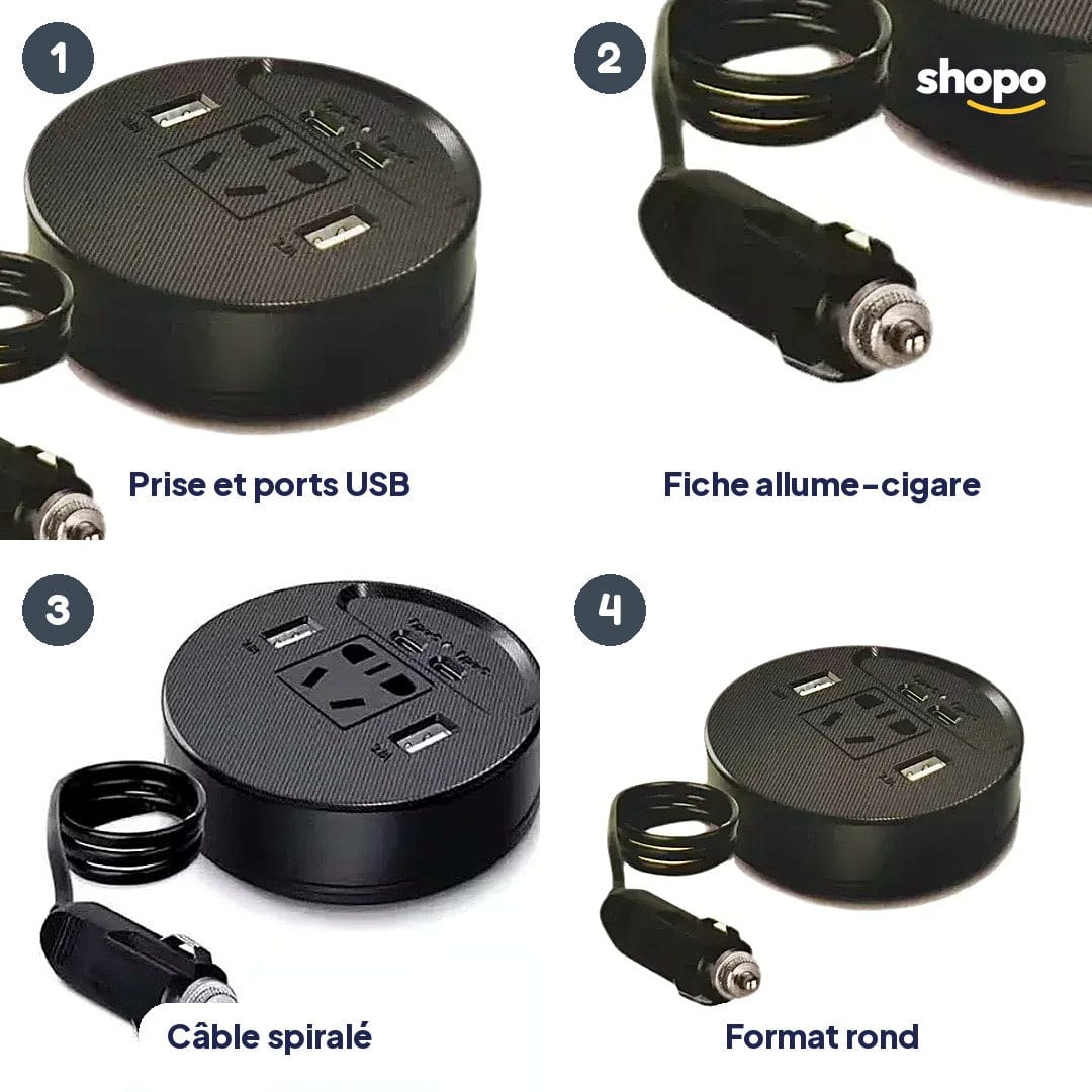 Convertisseur de voiture 150 W avec prise et USB, photo 3