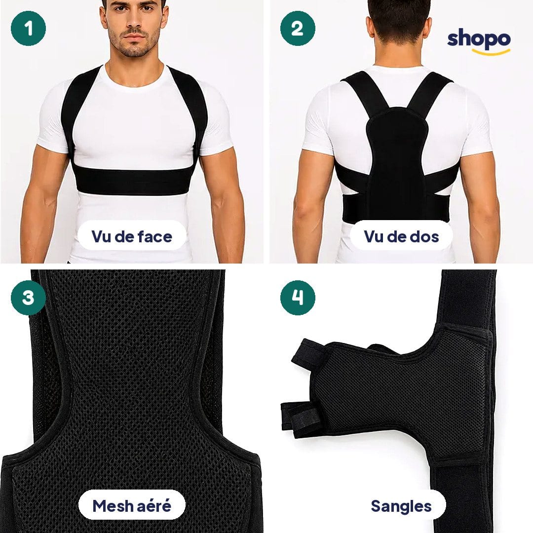 Correcteur de posture dos, panneau mesh et sangles, photo 3
