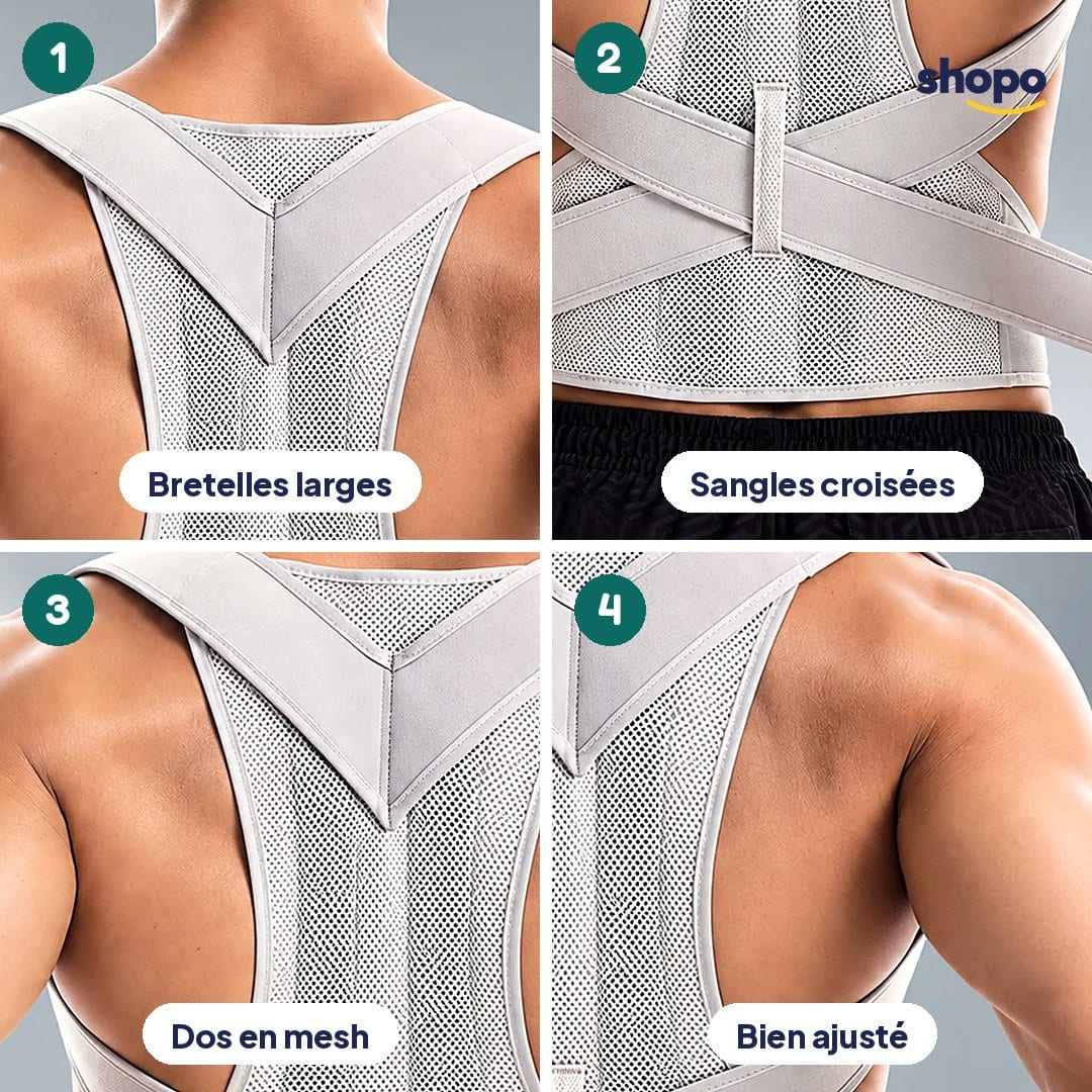 Correcteur de posture gris à sangles croisées, photo 3