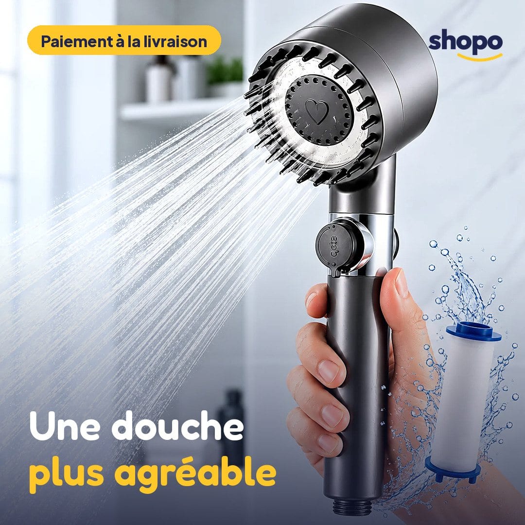 Douchette filtrante multi-jets avec bouton stop, photo 1