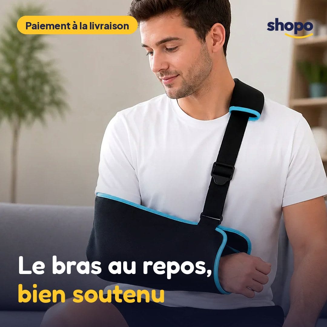 Écharpe de bras ajustable noire à bord bleu, photo 1
