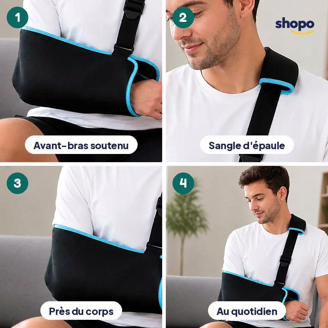 Écharpe de bras ajustable noire à bord bleu, photo 3
