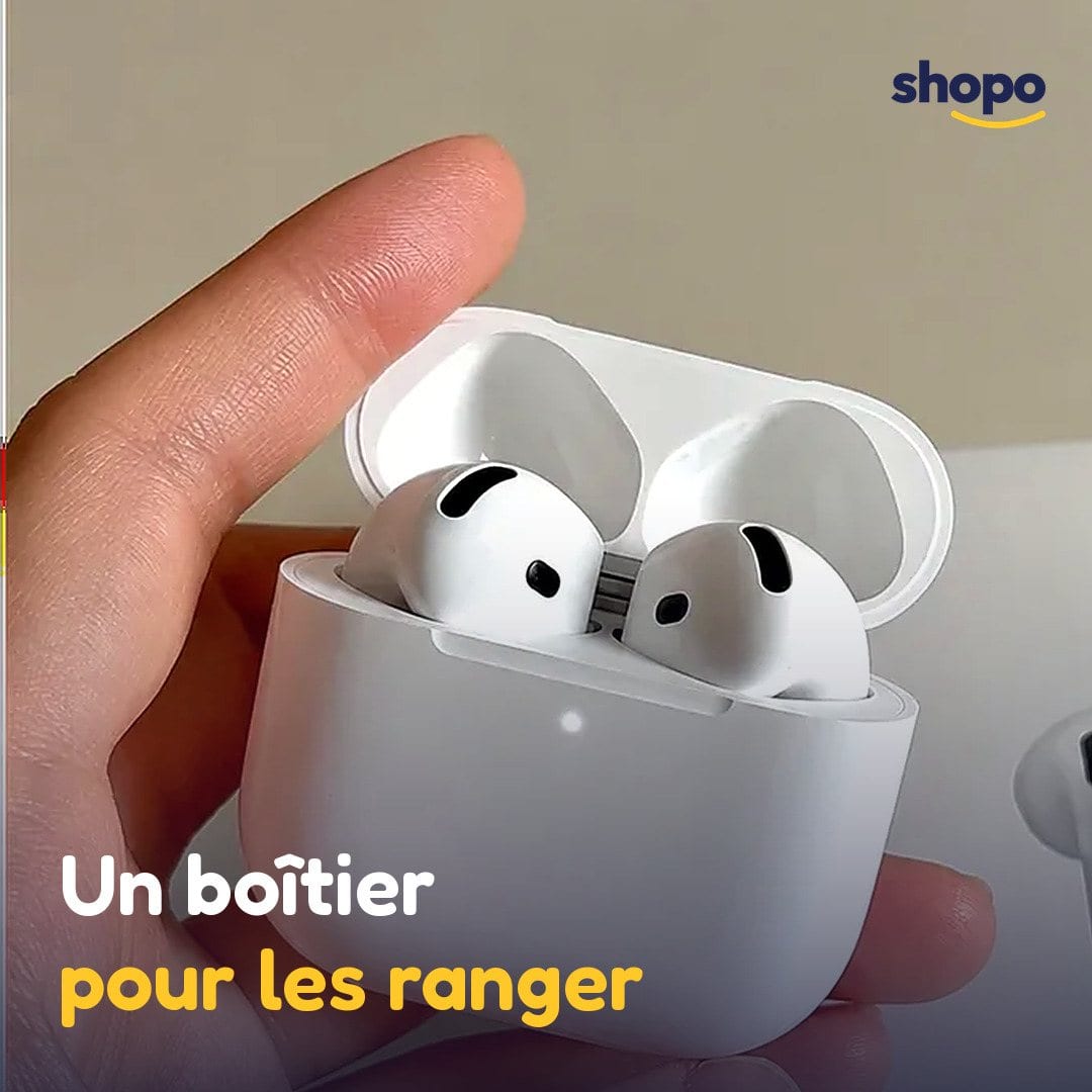 Écouteurs sans fil blancs avec boîtier de charge, photo 5