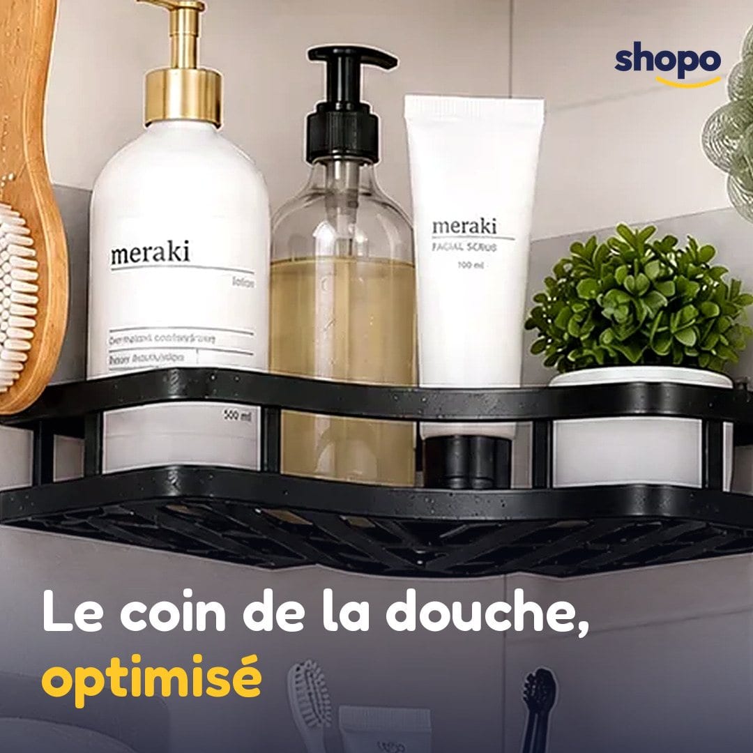 Étagères d'angle noires salle de bain, sans perçage, photo 5