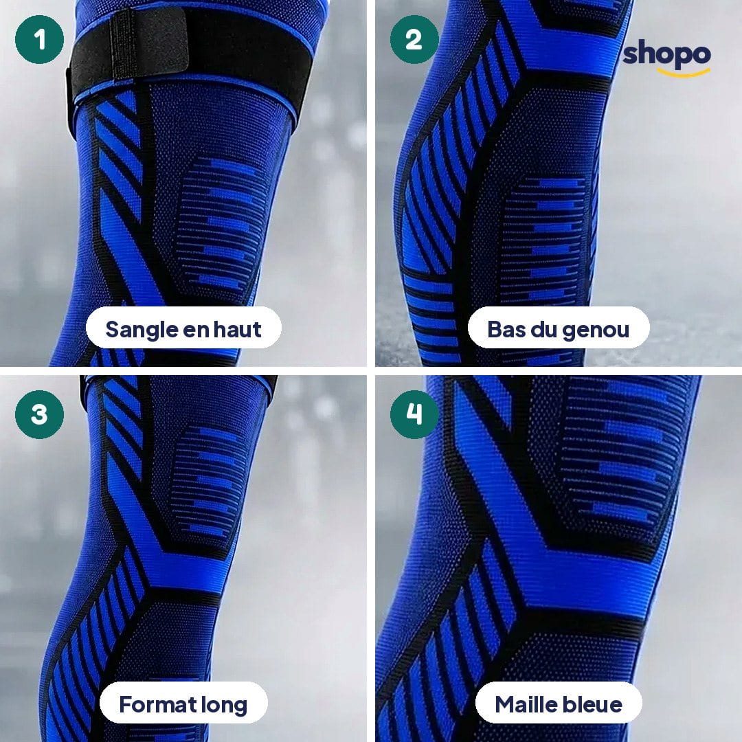 Genouillère de sport longue bleue et noire, photo 3
