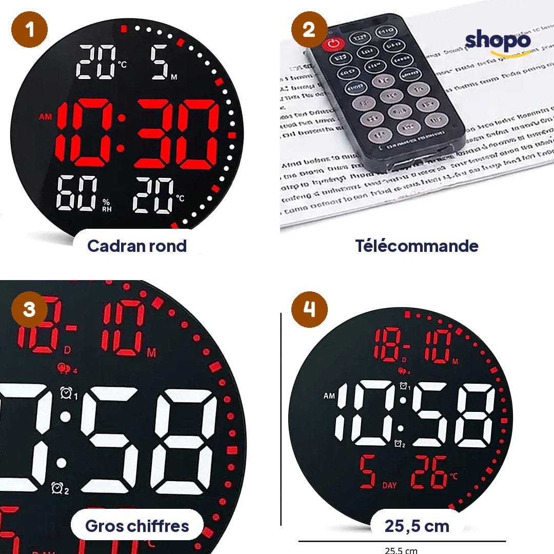 Horloge murale LED JH2560 grand affichage, photo 3