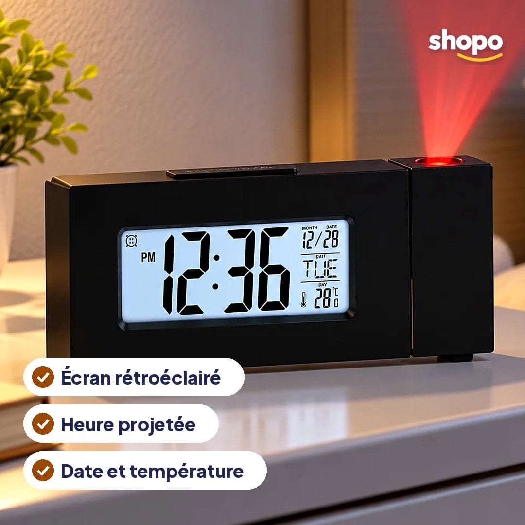 Petite horloge projecteur à écran LCD, photo 2