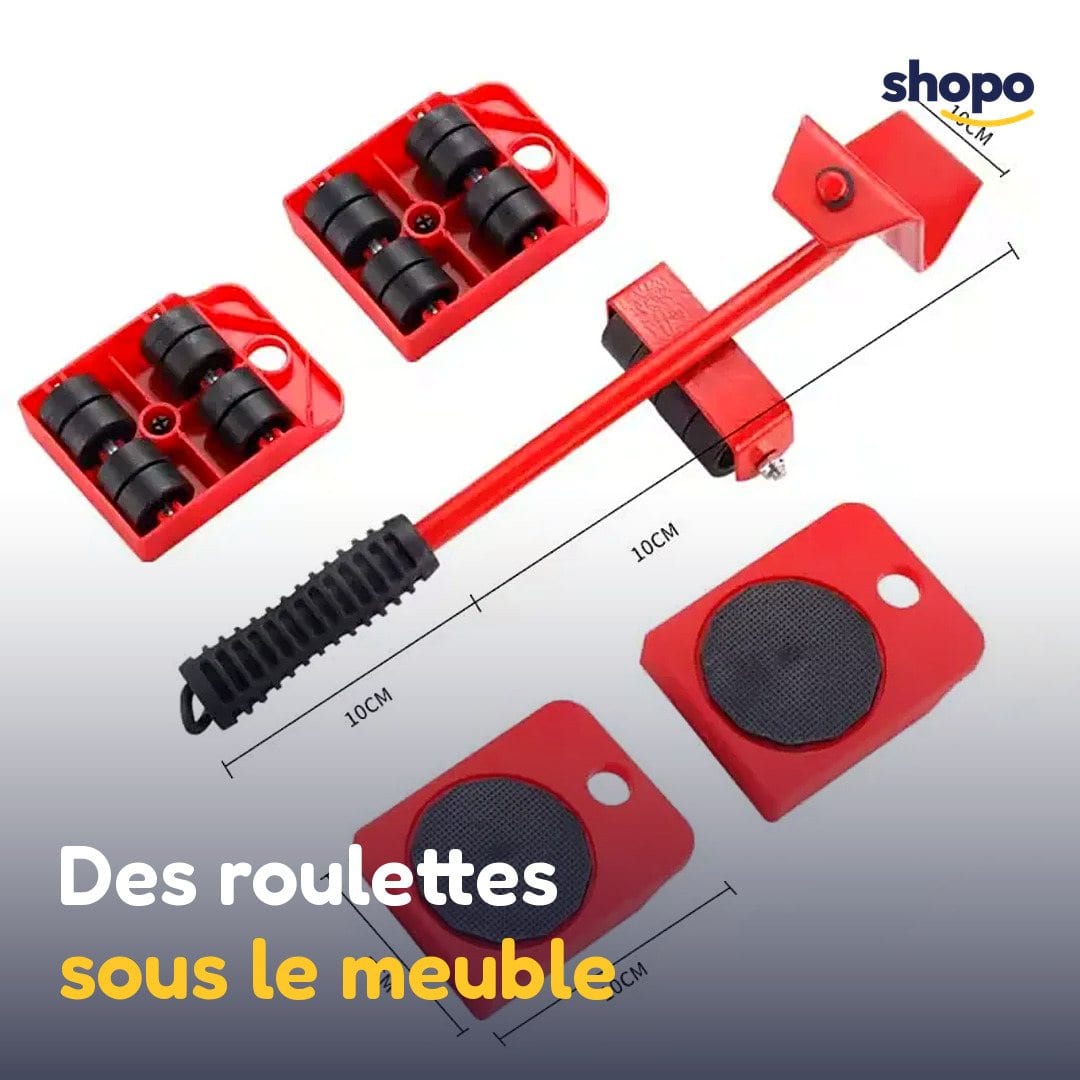 Kit lève-meuble à roulettes, levier + 4 bases, photo 5