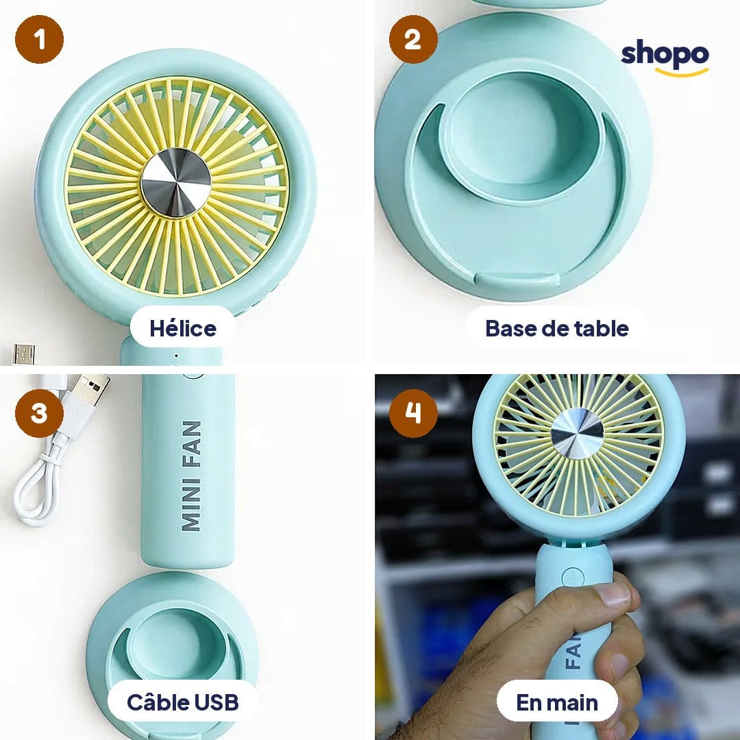Mini ventilateur portable pliable avec base, photo 3