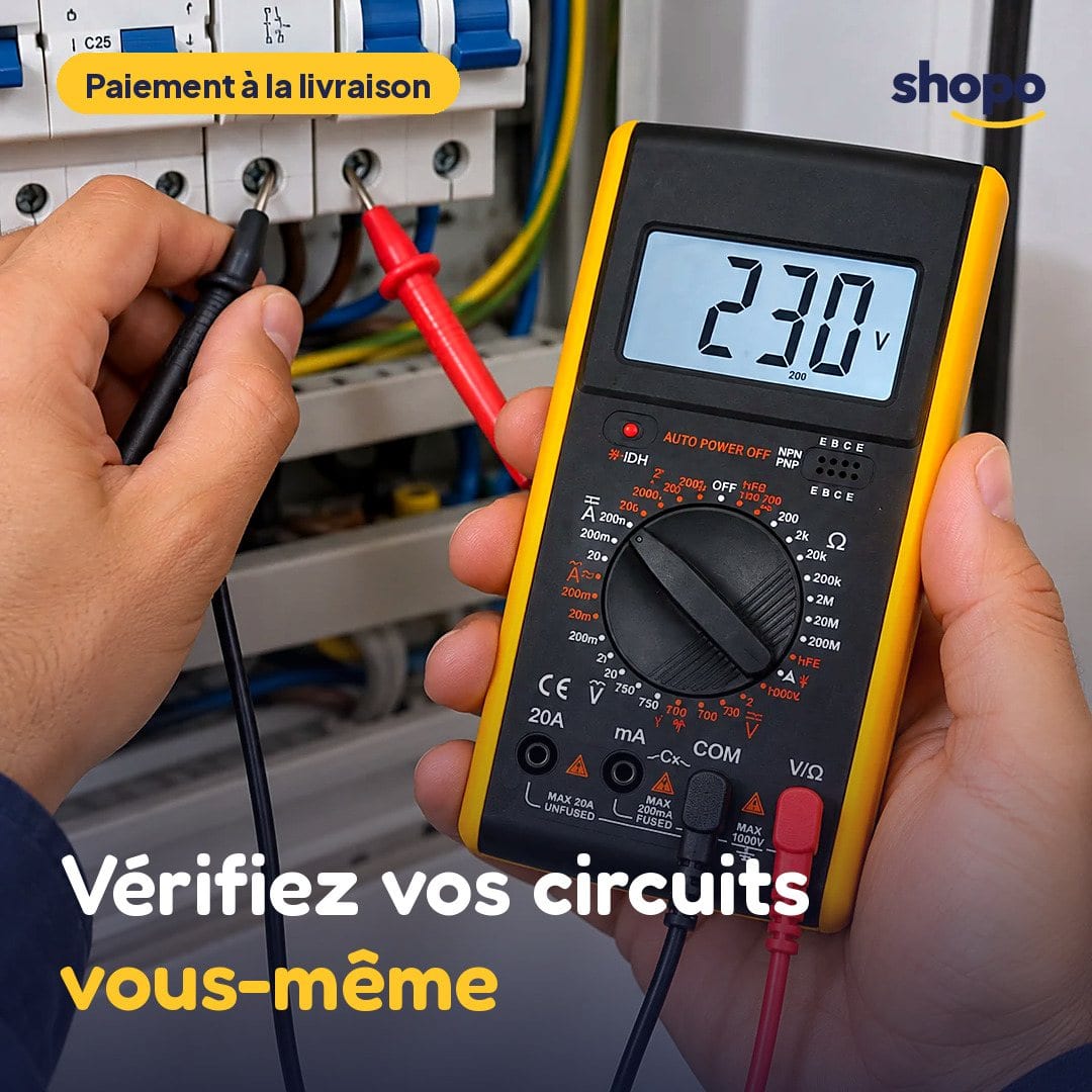 Multimètre numérique avec écran et sélecteur rotatif, photo 1