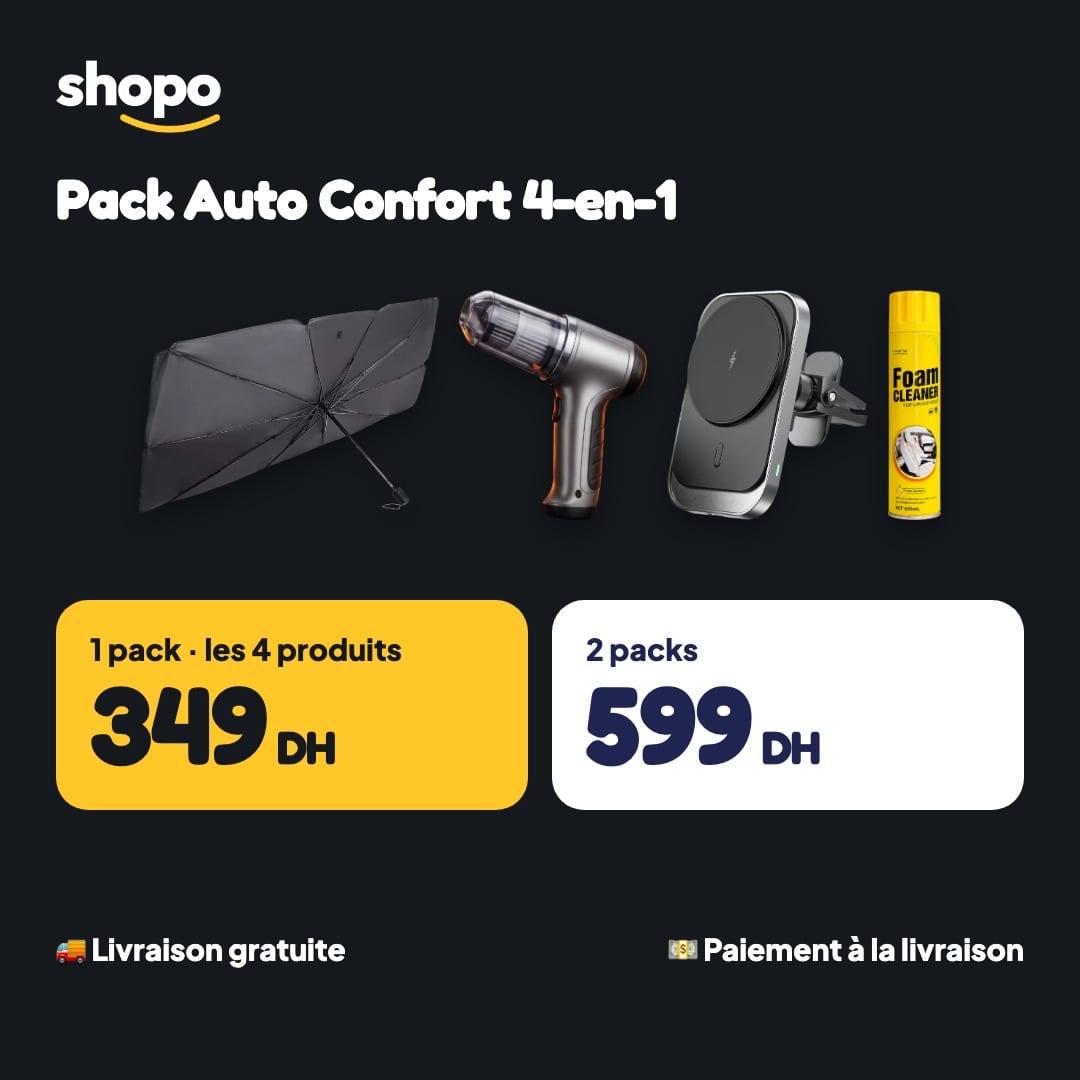 Pack Auto Confort 4-en-1 : parasol, aspirateur, support chargeur, mousse, photo 6