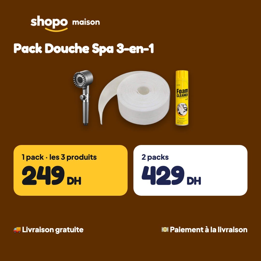 Pack Douche Spa 3-en-1 : pommeau haute pression, ruban anti-moisissure, mousse, photo 6