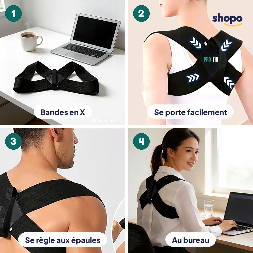 Correcteur de posture Posture Pro Fix, bandes en X, photo 3