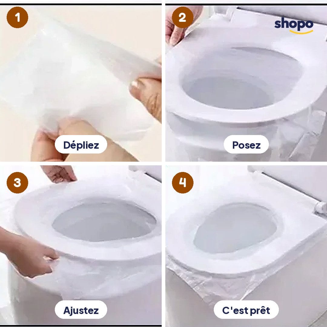Protège-siège WC jetable transparent, pack de 50, photo 3