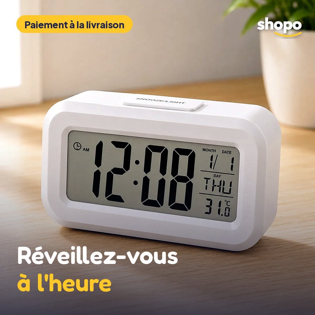 Réveil digital avec alarme, date et température, photo 1