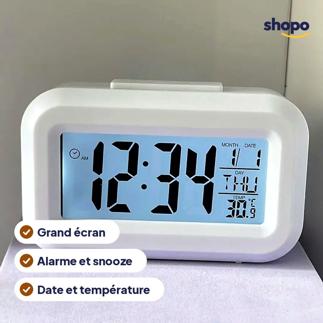 Réveil digital avec alarme, date et température, photo 2