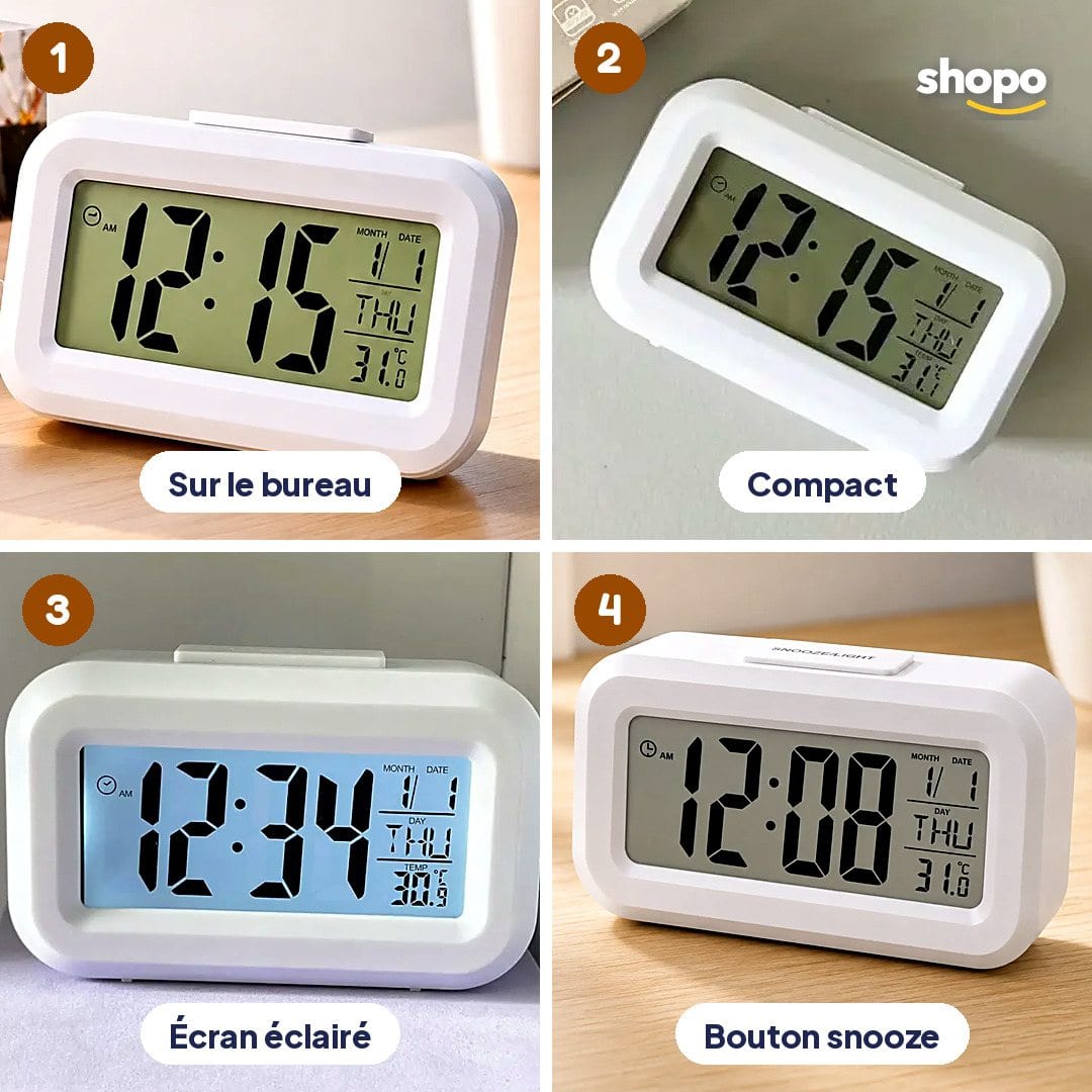Réveil digital avec alarme, date et température, photo 3