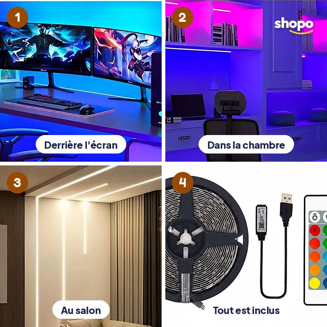 Ruban LED RGB 5 m USB avec télécommande, photo 3